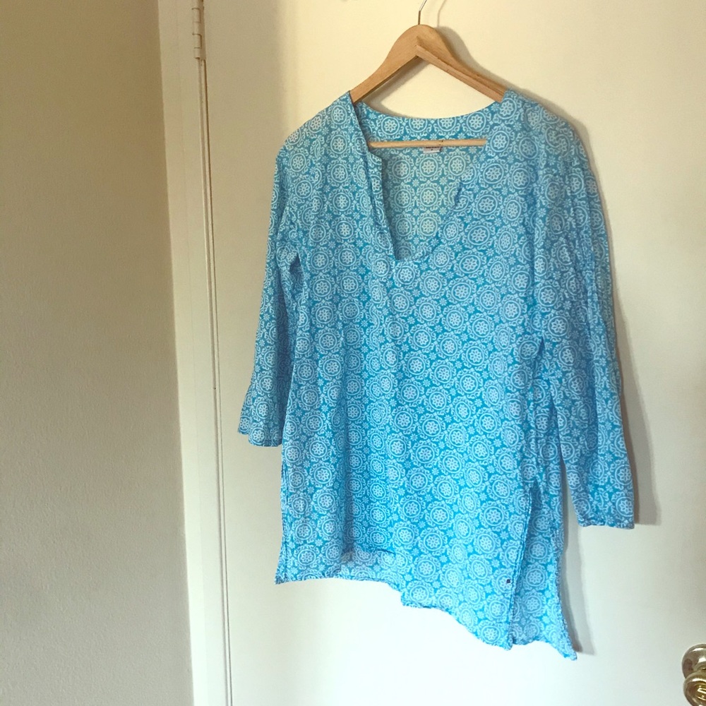100% Cotton Blue and White Print Floral Shirt